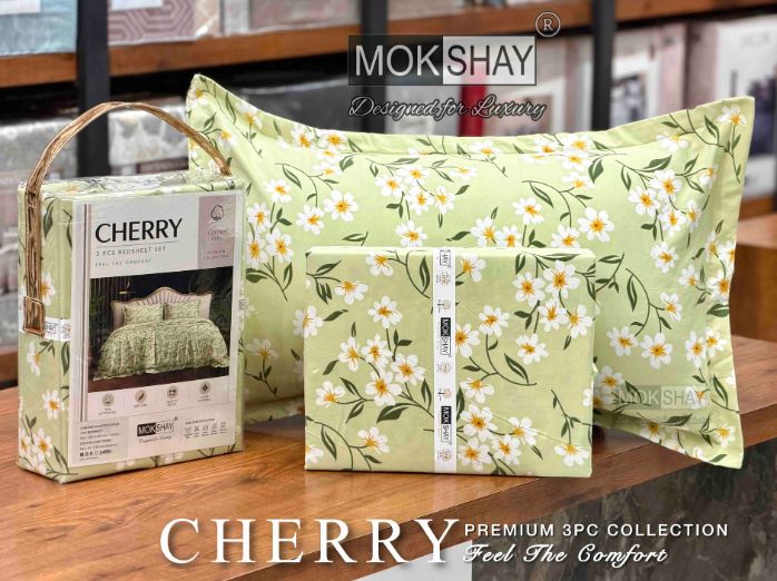 CHERRY • IDEAL FOR GIFTING 3PIECE BEDSHEET SET { 1+2 }
