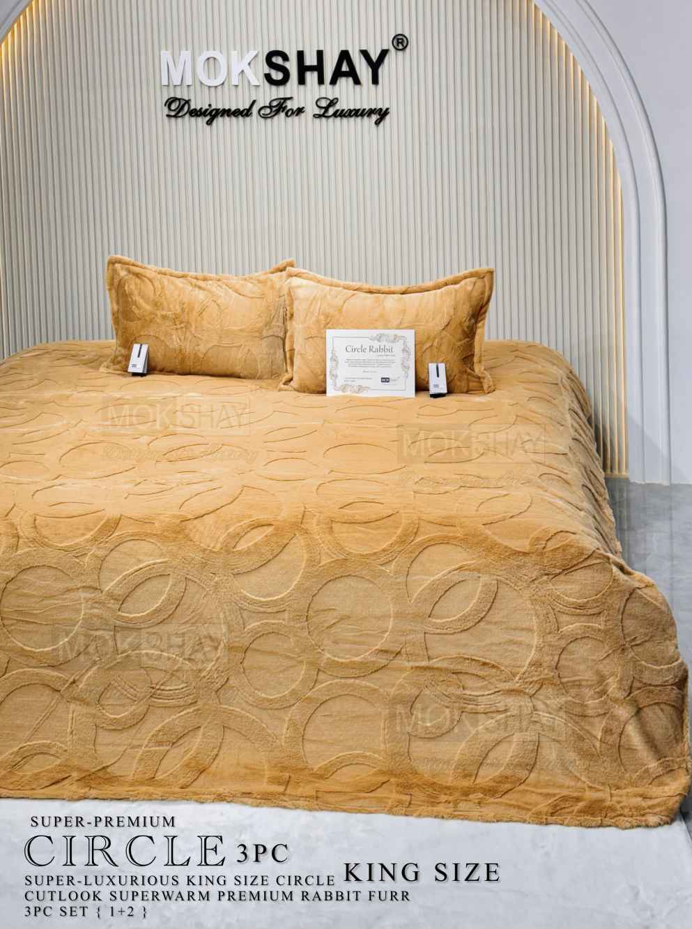 CIRCLE RABBIT • PREMIUM 500GSM CUTLOOK IMPORTED RABBIT FURR WARM ANTISKID BEDSHEET SET