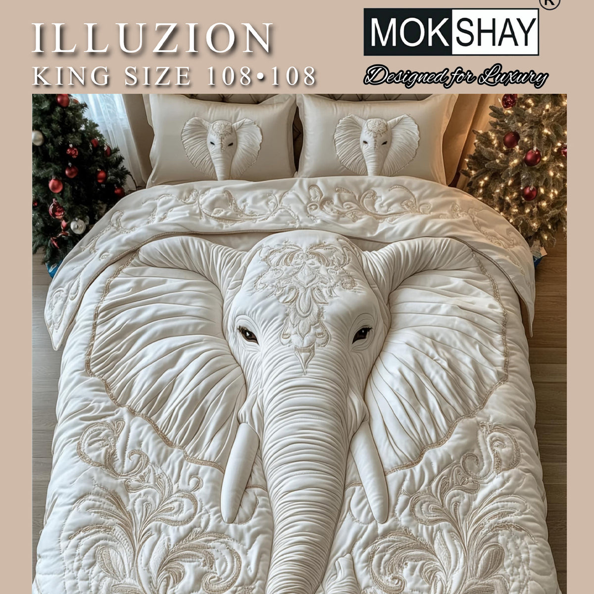 ILLUZION • KING SIZE 11D DIGITAL PRINTS FAUX WEAVING BEDSHEET SET { 1+2 }