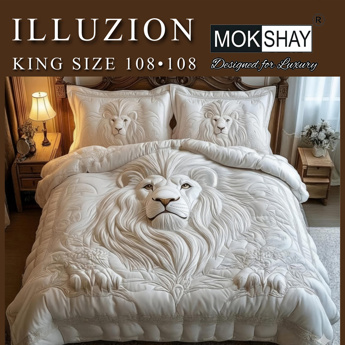 ILLUZION • KING SIZE 11D DIGITAL PRINTS FAUX WEAVING BEDSHEET SET { 1+2 }