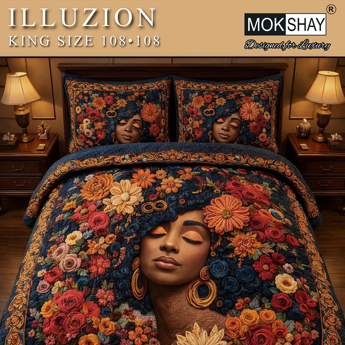 ILLUZION • KING SIZE 11D DIGITAL PRINTS FAUX WEAVING BEDSHEET SET { 1+2 }