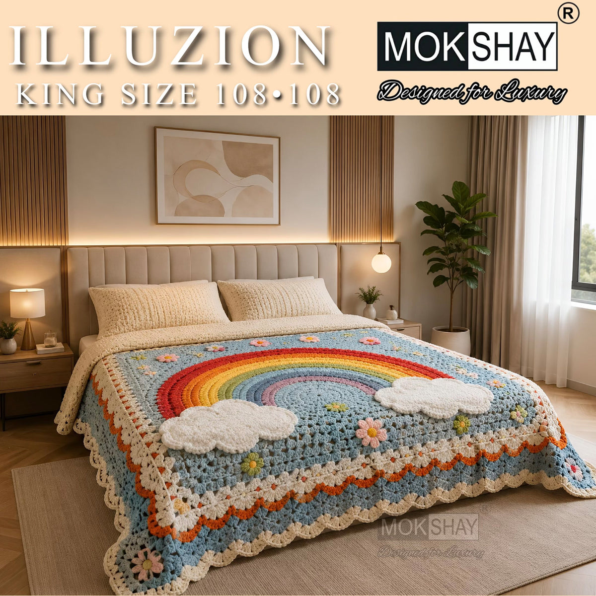 ILLUZION • KING SIZE 11D DIGITAL PRINTS FAUX WEAVING BEDSHEET SET { 1+2 }