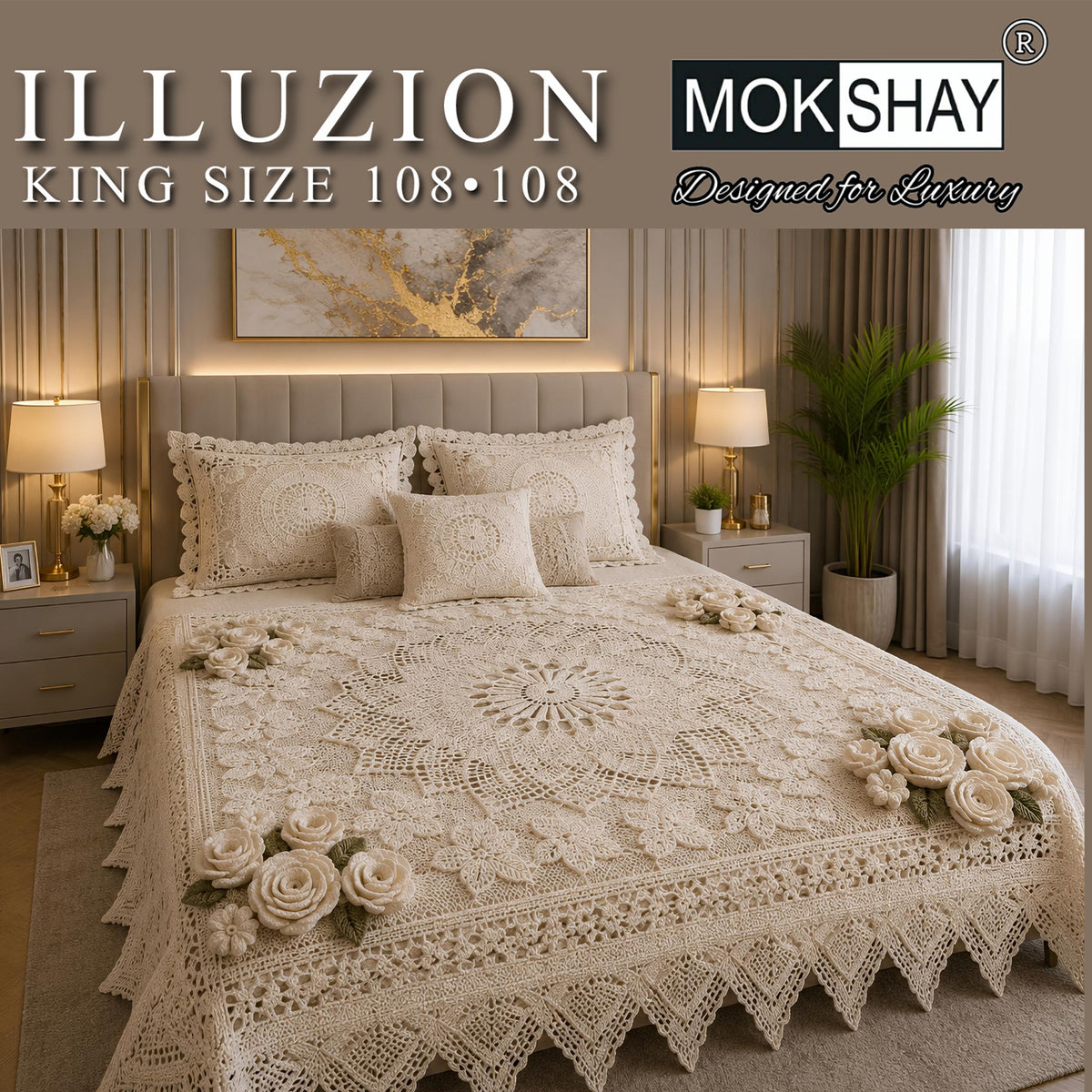 ILLUZION • KING SIZE 11D DIGITAL PRINTS FAUX WEAVING BEDSHEET SET { 1+2 }