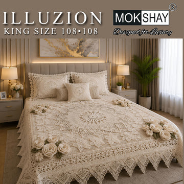 ILLUZION • KING SIZE 11D DIGITAL PRINTS FAUX WEAVING BEDSHEET SET { 1+2 }