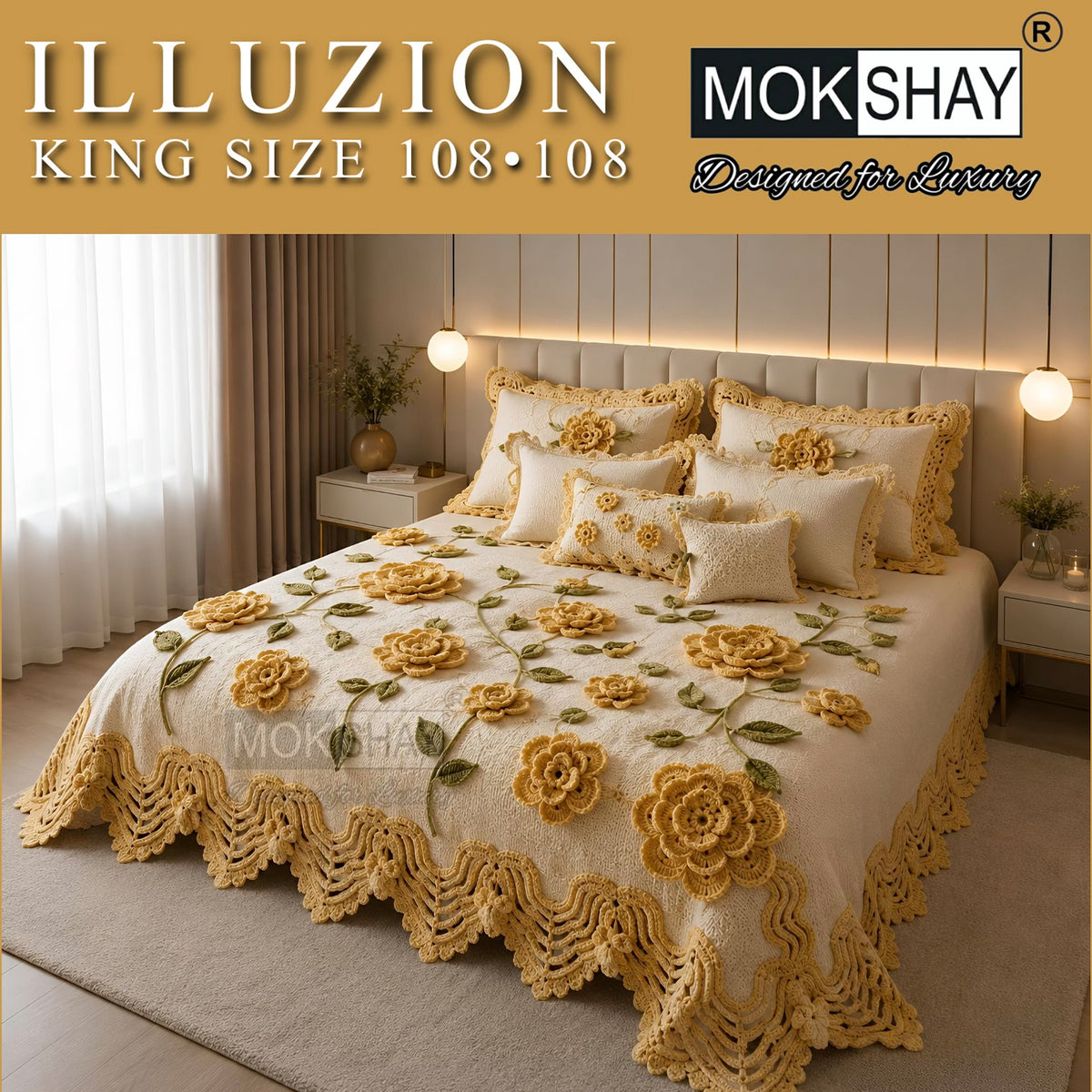ILLUZION • KING SIZE 11D DIGITAL PRINTS FAUX WEAVING BEDSHEET SET { 1+2 }