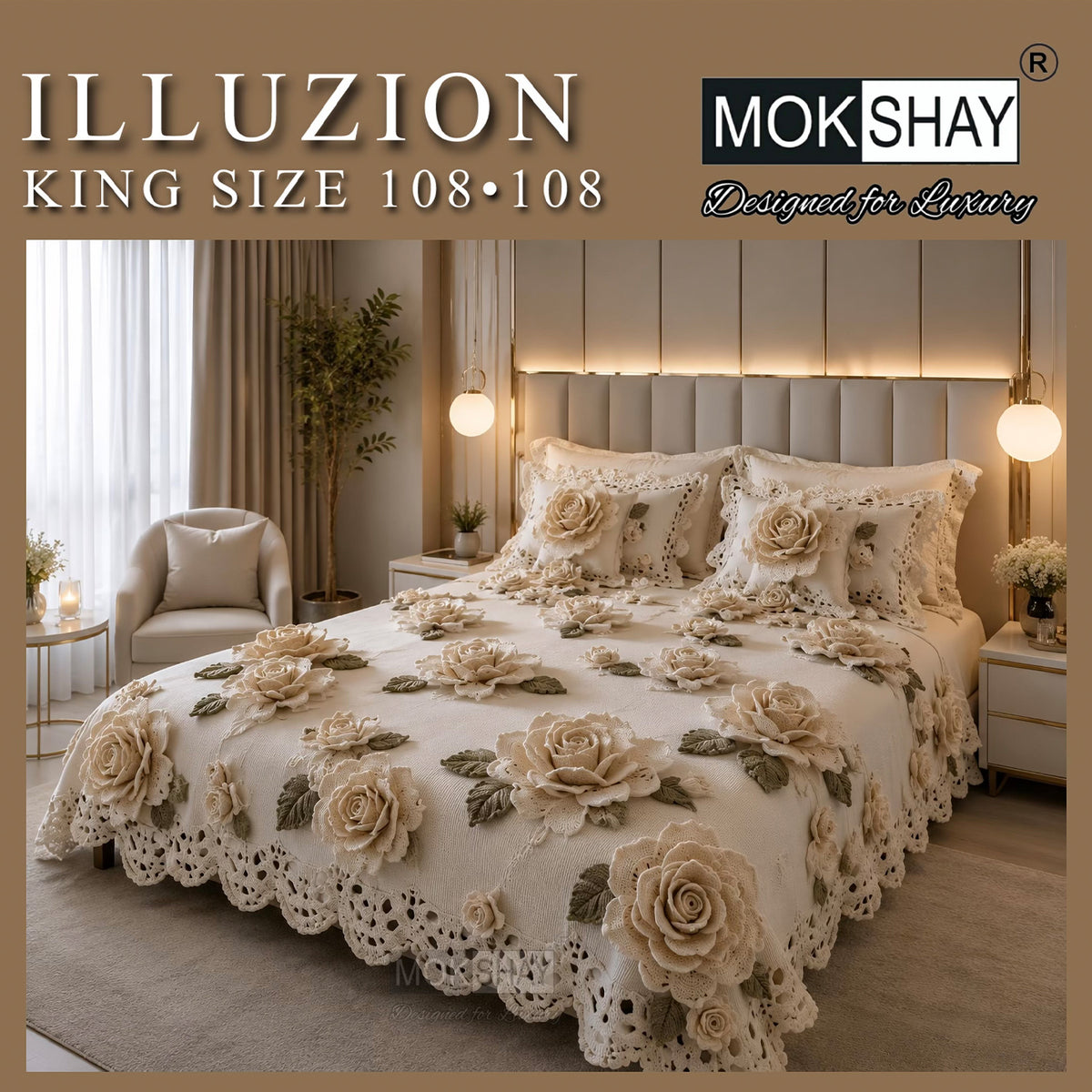 ILLUZION • KING SIZE 11D DIGITAL PRINTS FAUX WEAVING BEDSHEET SET { 1+2 }