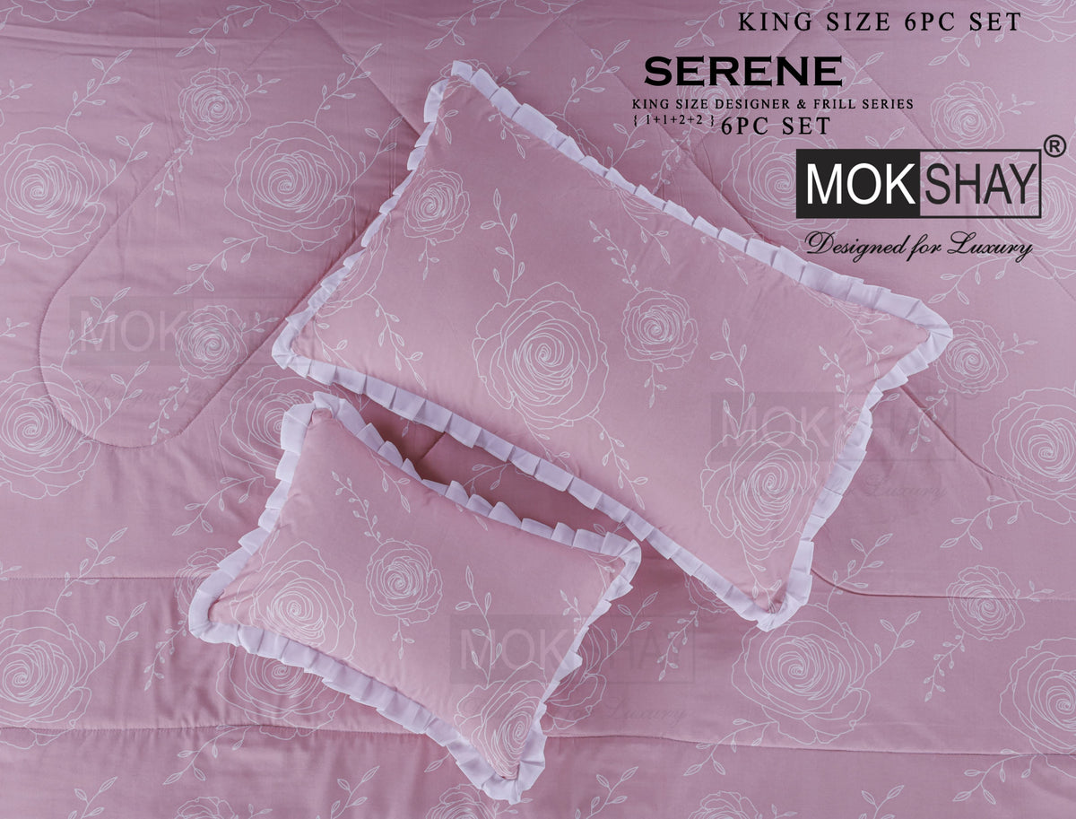 SERENE KING • DESIGNER PASTEL AND FRILL SERIES 6PIECE BEDDING SET