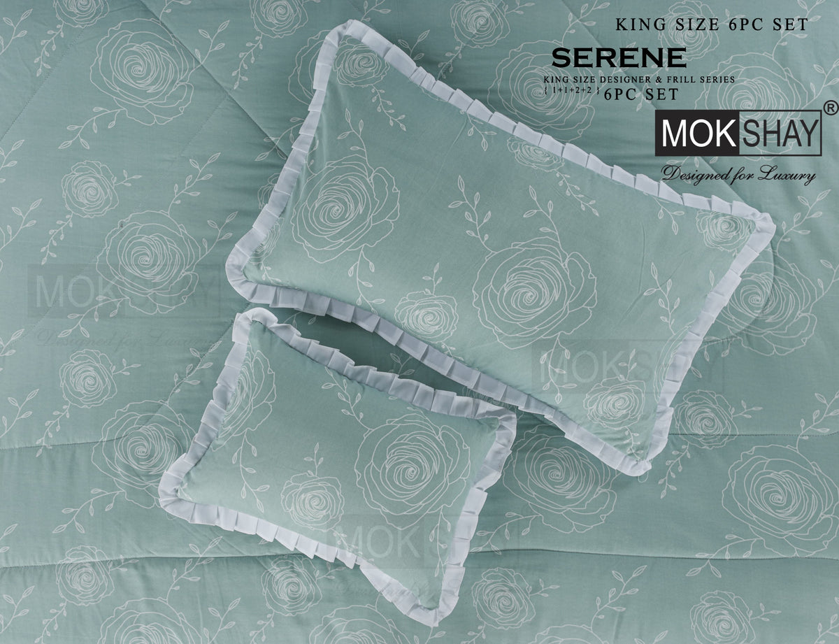 SERENE KING • DESIGNER PASTEL AND FRILL SERIES 6PIECE BEDDING SET