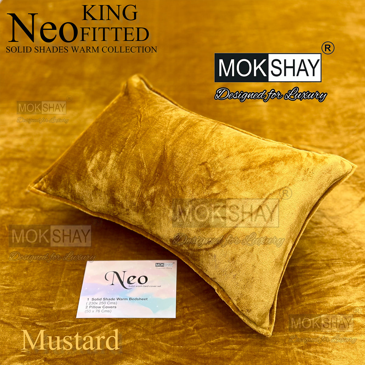 NEO • PREMIUM KING SIZE 360° ELASTIC FITTED SOLID SHADES WARM BEDSHEET SET