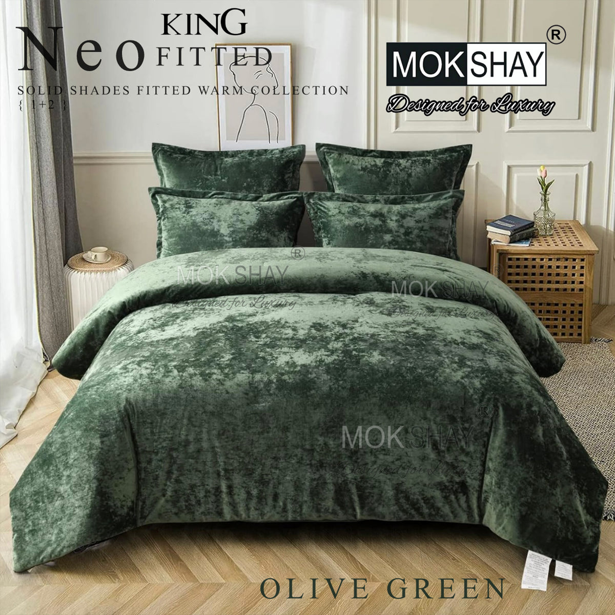 NEO • PREMIUM KING SIZE 360° ELASTIC FITTED SOLID SHADES WARM BEDSHEET SET