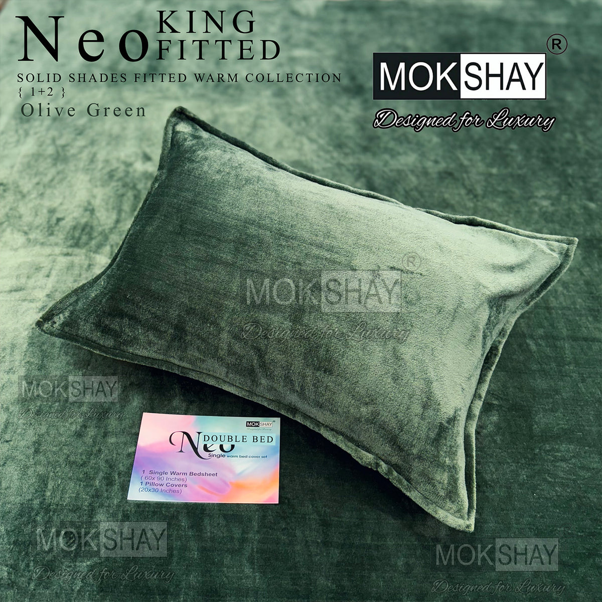 NEO • PREMIUM KING SIZE 360° ELASTIC FITTED SOLID SHADES WARM BEDSHEET SET