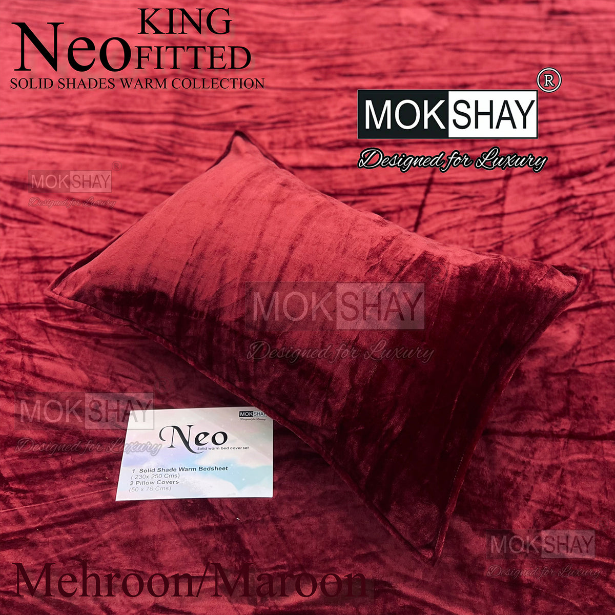 NEO • PREMIUM KING SIZE 360° ELASTIC FITTED SOLID SHADES WARM BEDSHEET SET