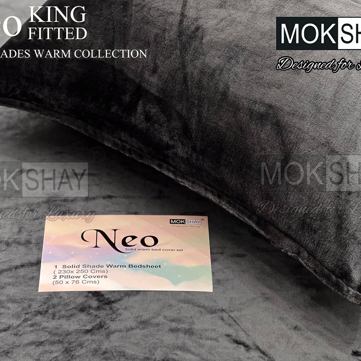 NEO • PREMIUM KING SIZE 360° ELASTIC FITTED SOLID SHADES WARM BEDSHEET SET