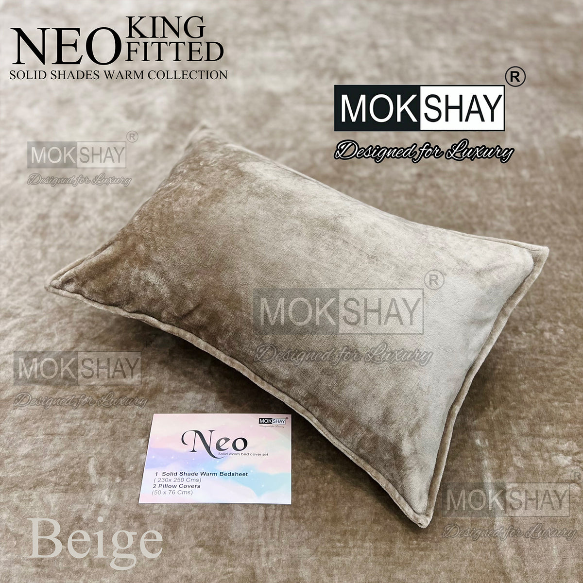 NEO • PREMIUM KING SIZE 360° ELASTIC FITTED SOLID SHADES WARM BEDSHEET SET