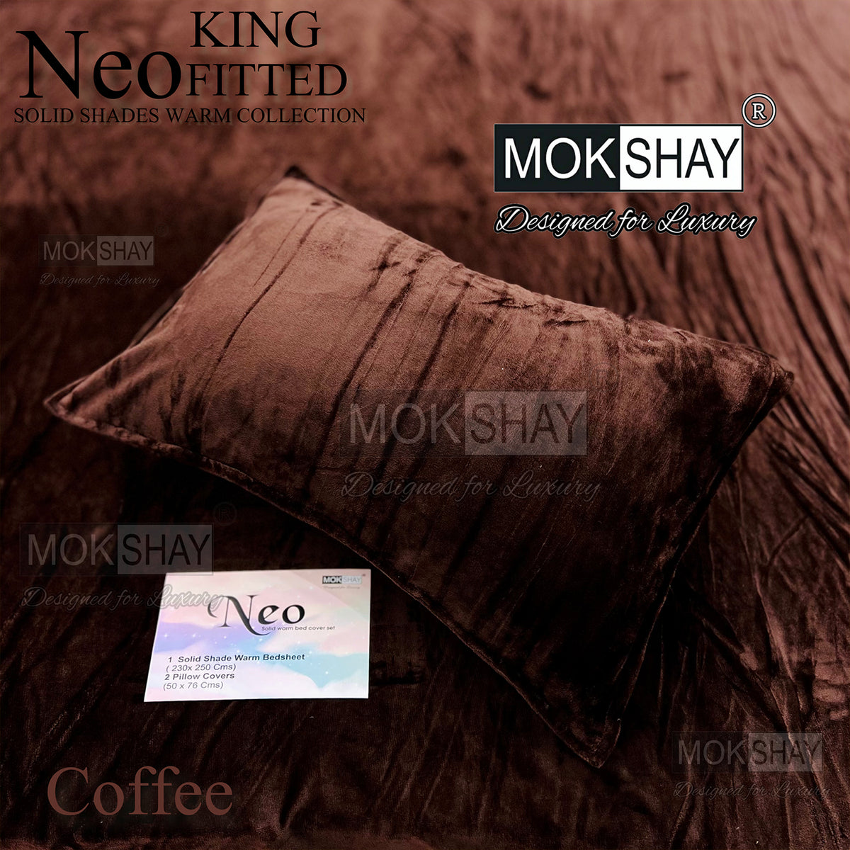 NEO • PREMIUM KING SIZE 360° ELASTIC FITTED SOLID SHADES WARM BEDSHEET SET