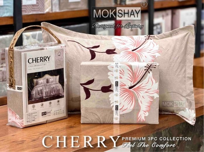 CHERRY • IDEAL FOR GIFTING 3PIECE BEDSHEET SET { 1+2 }
