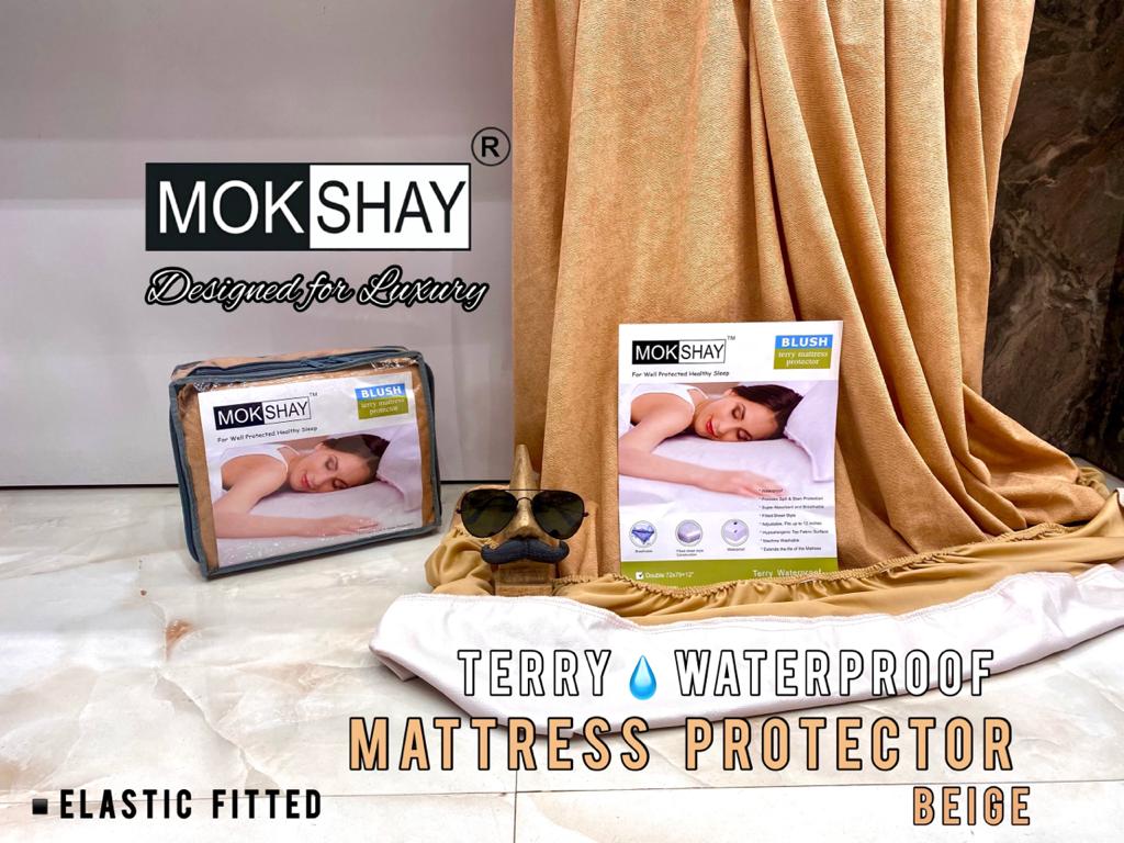 COTTON TERRY FABRIC WATERPROOF LAMINATED MATTRESS PROTECTOR WITH ELASTIC FITTED CORNERS