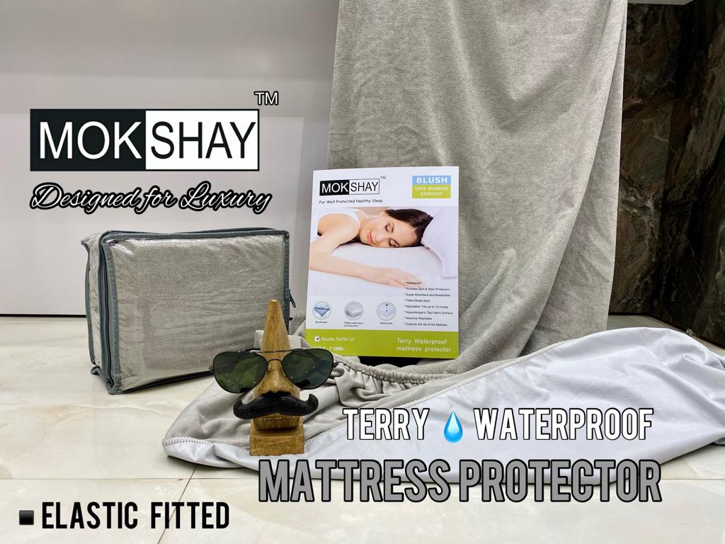 COTTON TERRY FABRIC WATERPROOF LAMINATED MATTRESS PROTECTOR WITH ELASTIC FITTED CORNERS