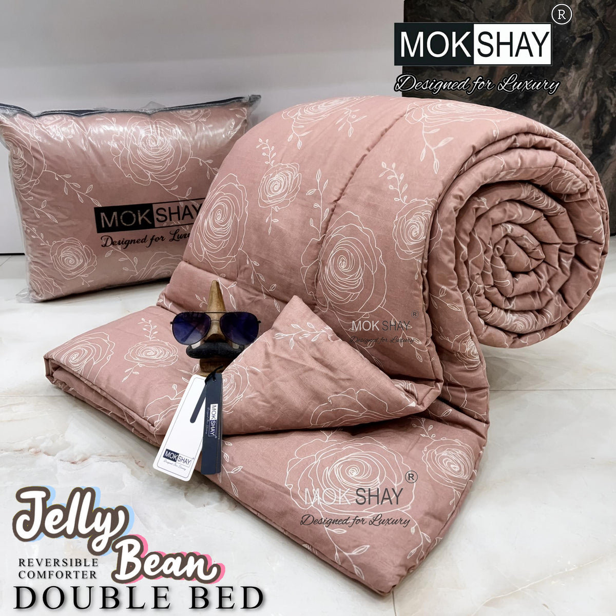 JELLYBEAN • PREMIUM DOUBLE BED REVERSIBLE PURE FIBRE FILLED COMFORTER