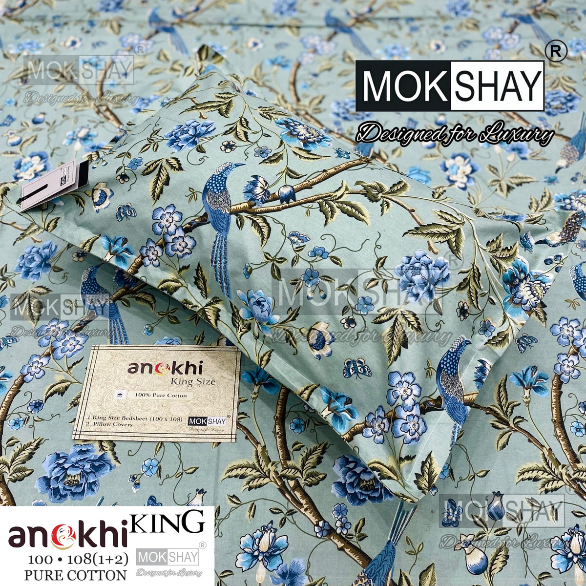 ANOKHI KING SIZE PURE COTTON BEDSHEET SET { 1+2 }