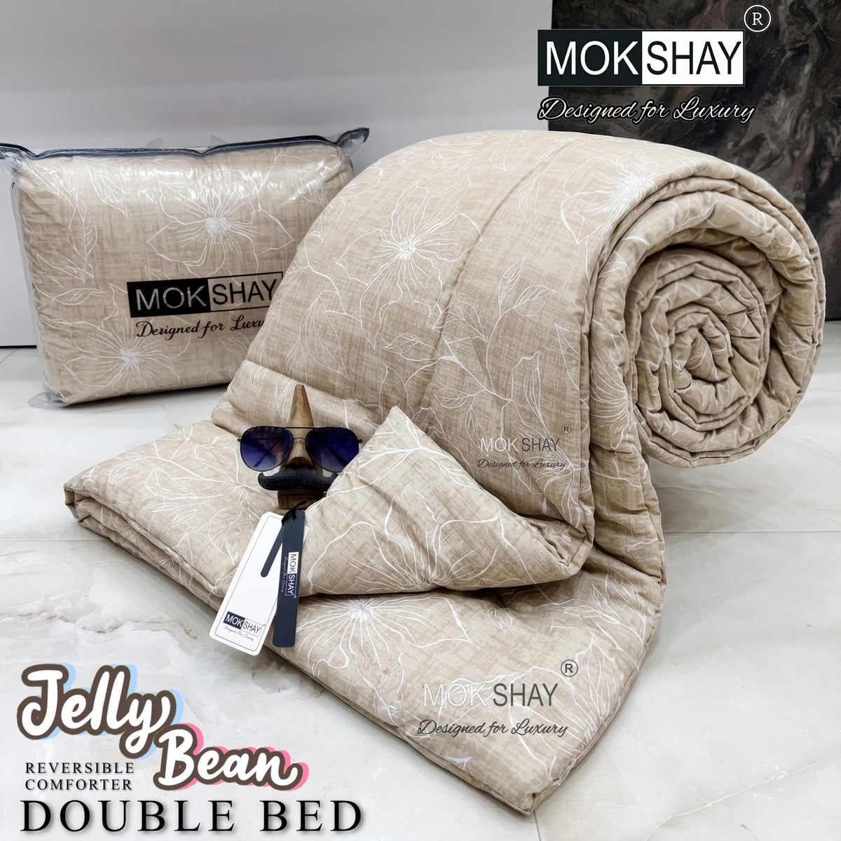 JELLYBEAN • PREMIUM DOUBLE BED REVERSIBLE PURE FIBRE FILLED COMFORTER