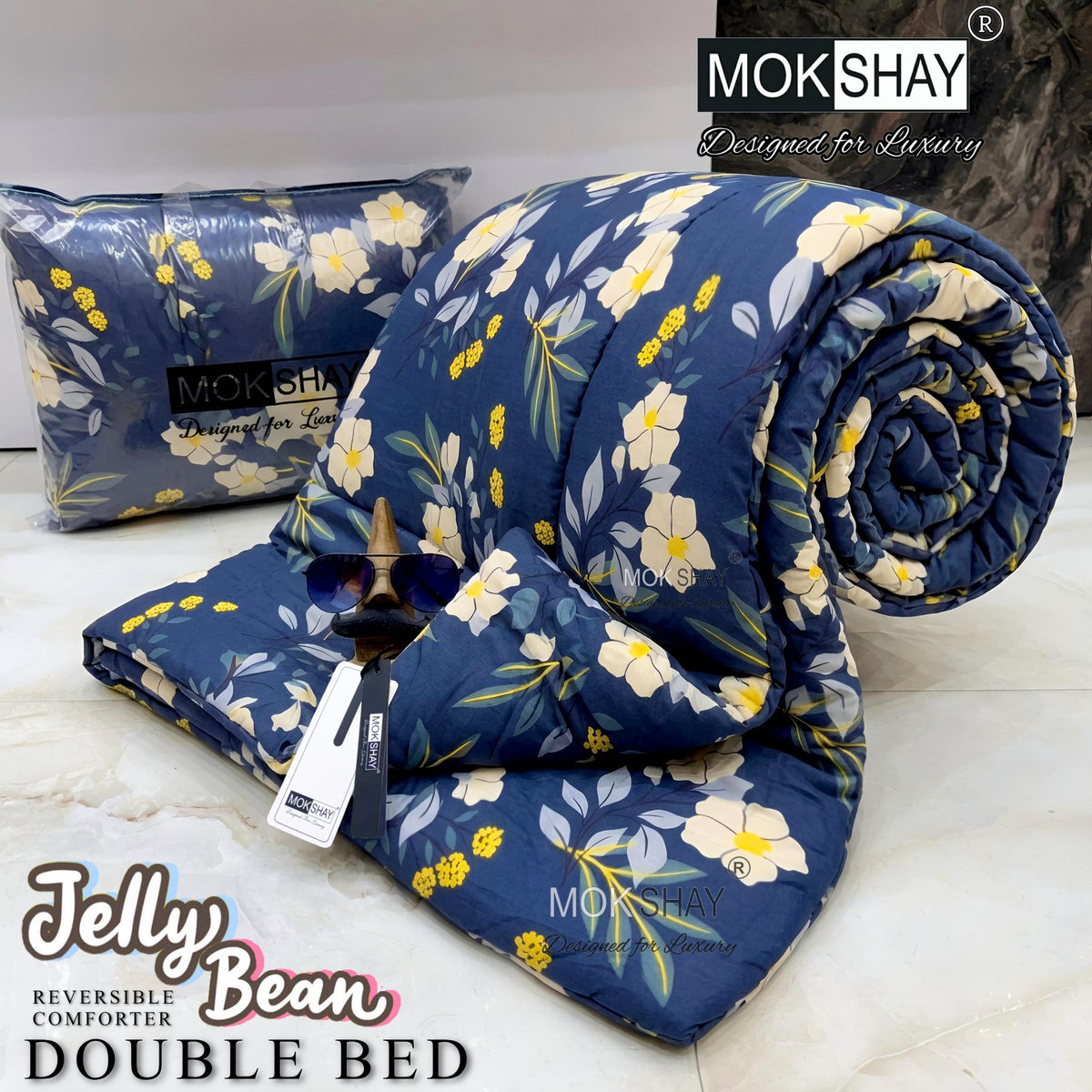 JELLYBEAN • PREMIUM DOUBLE BED REVERSIBLE PURE FIBRE FILLED COMFORTER