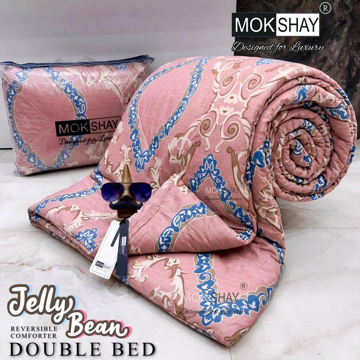 JELLYBEAN • PREMIUM DOUBLE BED REVERSIBLE PURE FIBRE FILLED COMFORTER