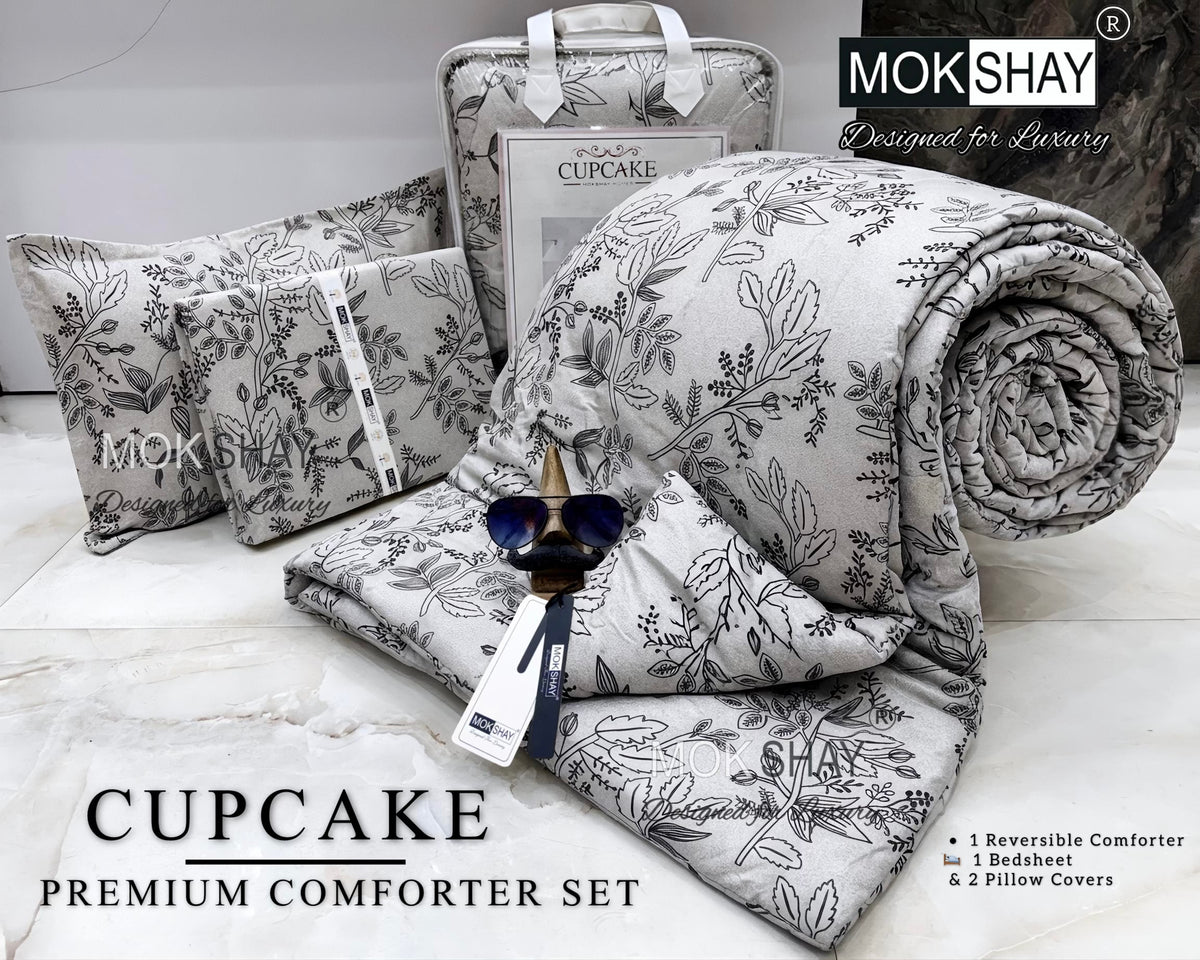 CUPCAKE• PREMIUM DOUBLE BED REVERSIBLE 4PIECES COMFORTER SET { 1+2+1 }