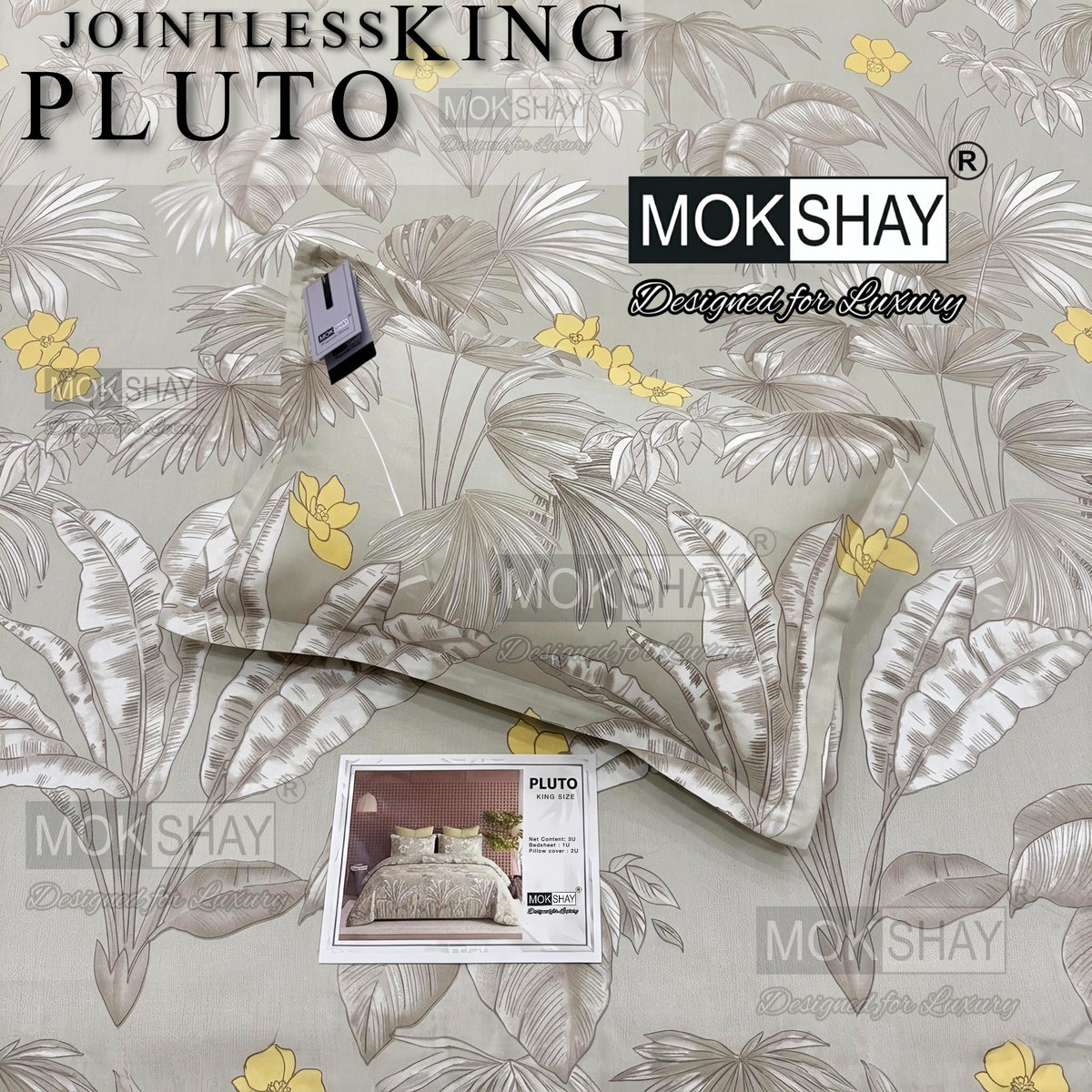 PLUTO •  PREMIUM JOINTLESS KING SIZE BEDSHEET SET { 1+2 }