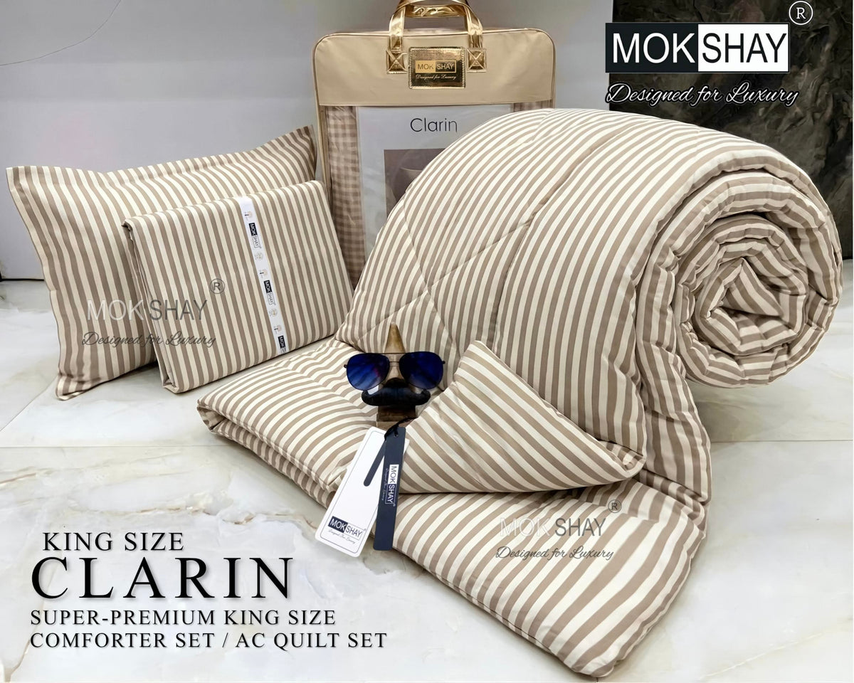 CLARIN • SUPER-PREMIUM KING SIZE CHECK AND FLORAL SERIES   4PIECE COMFORTER SET