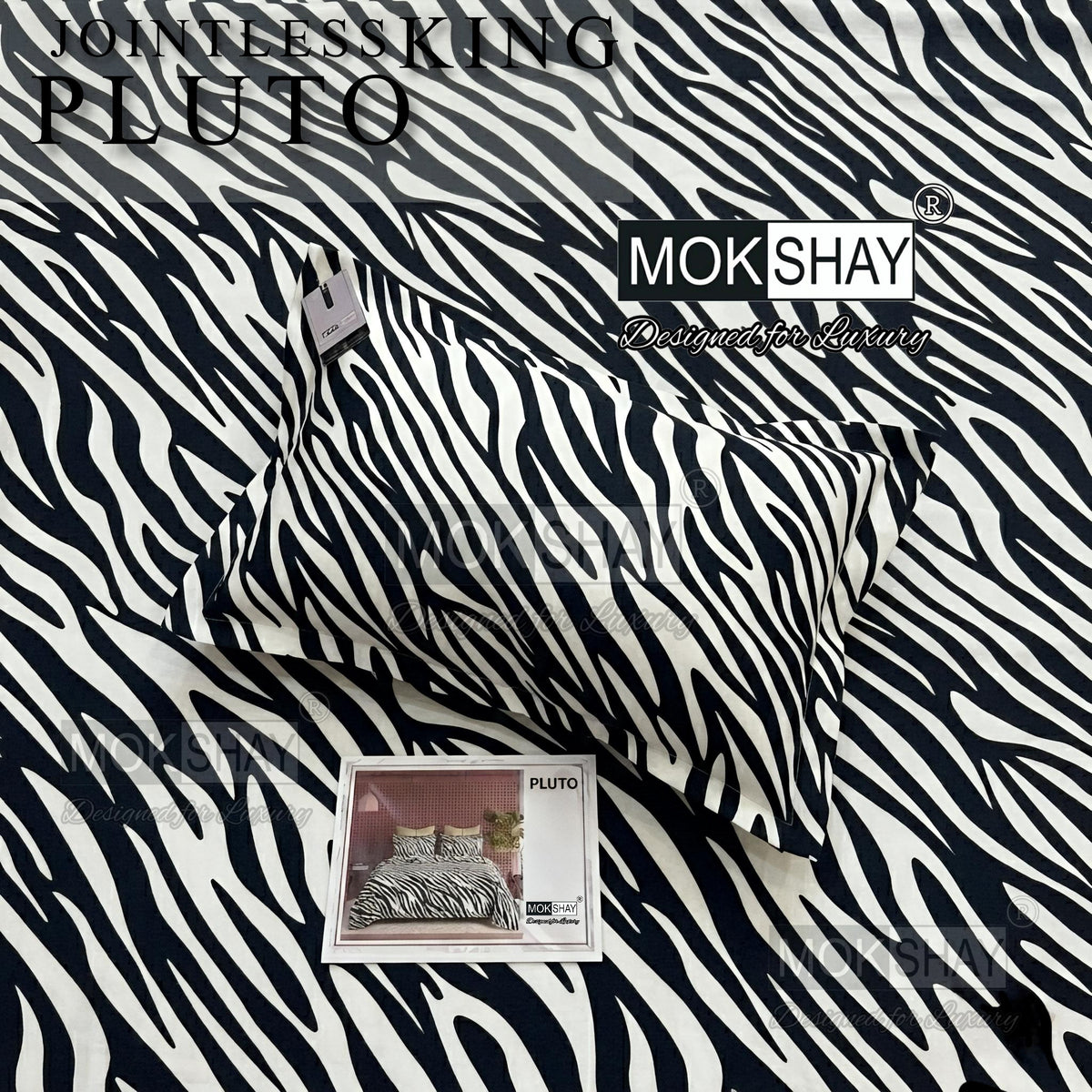 PLUTO •  PREMIUM JOINTLESS KING SIZE BEDSHEET SET { 1+2 }