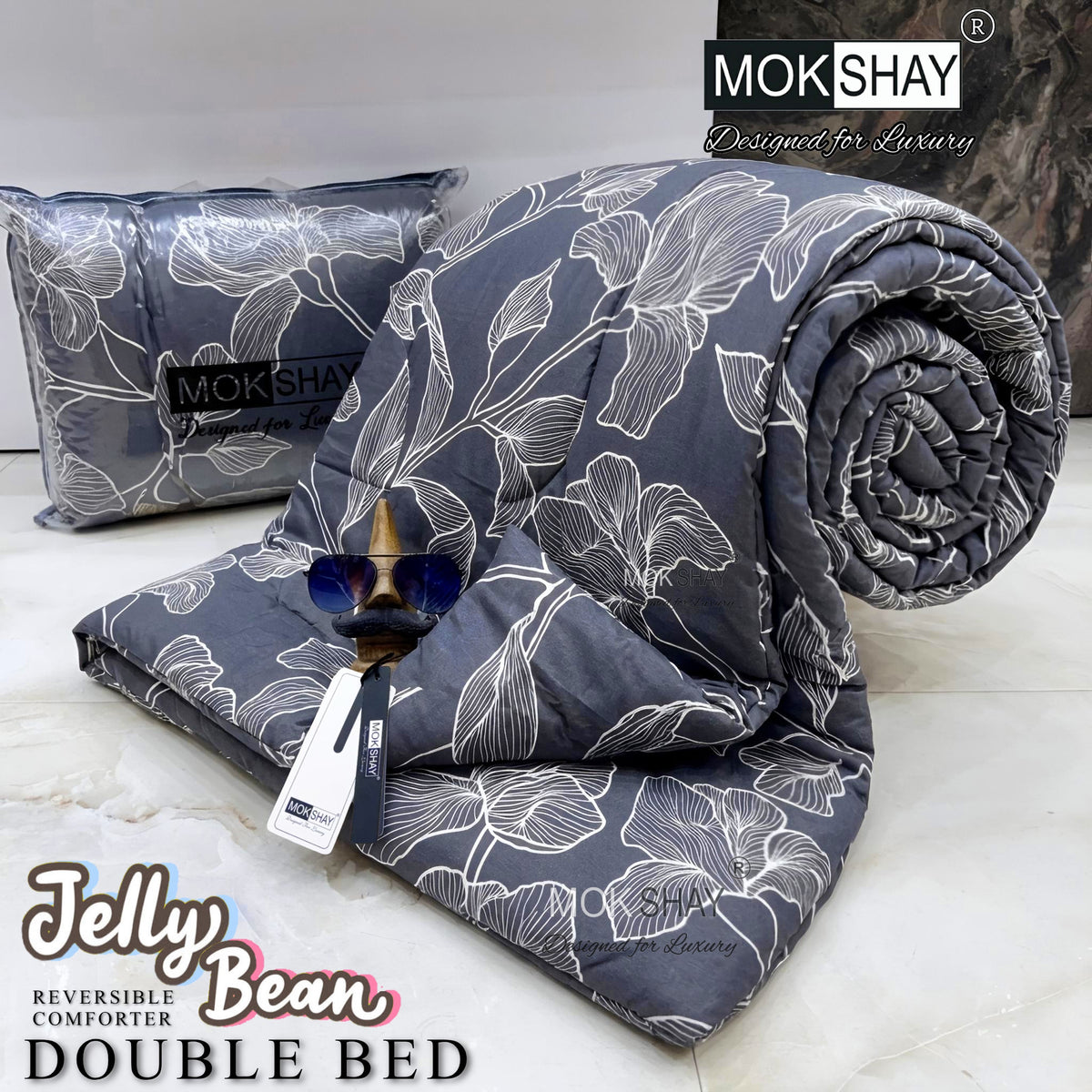 JELLYBEAN • PREMIUM DOUBLE BED REVERSIBLE PURE FIBRE FILLED COMFORTER