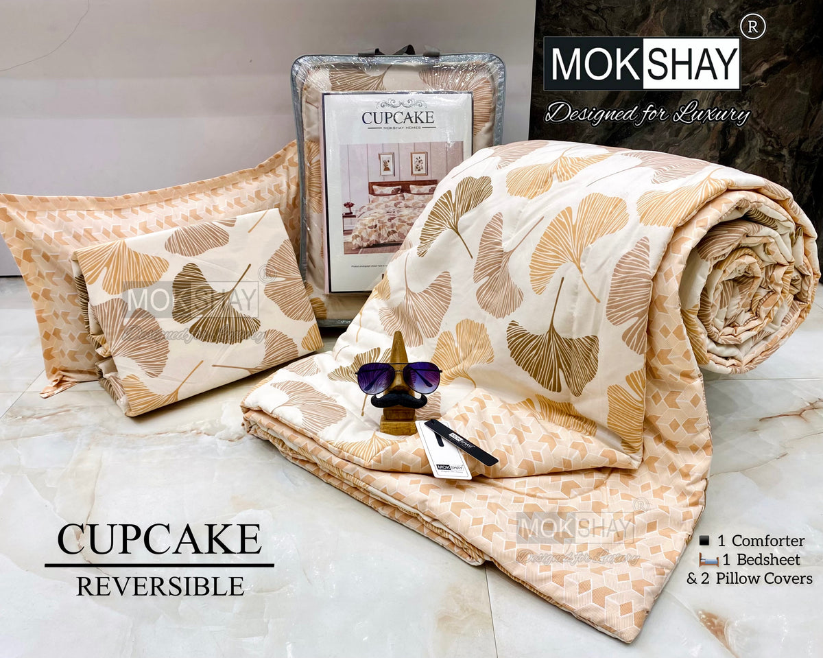 CUPCAKE• PREMIUM DOUBLE BED REVERSIBLE 4PIECES COMFORTER SET { 1+2+1 }