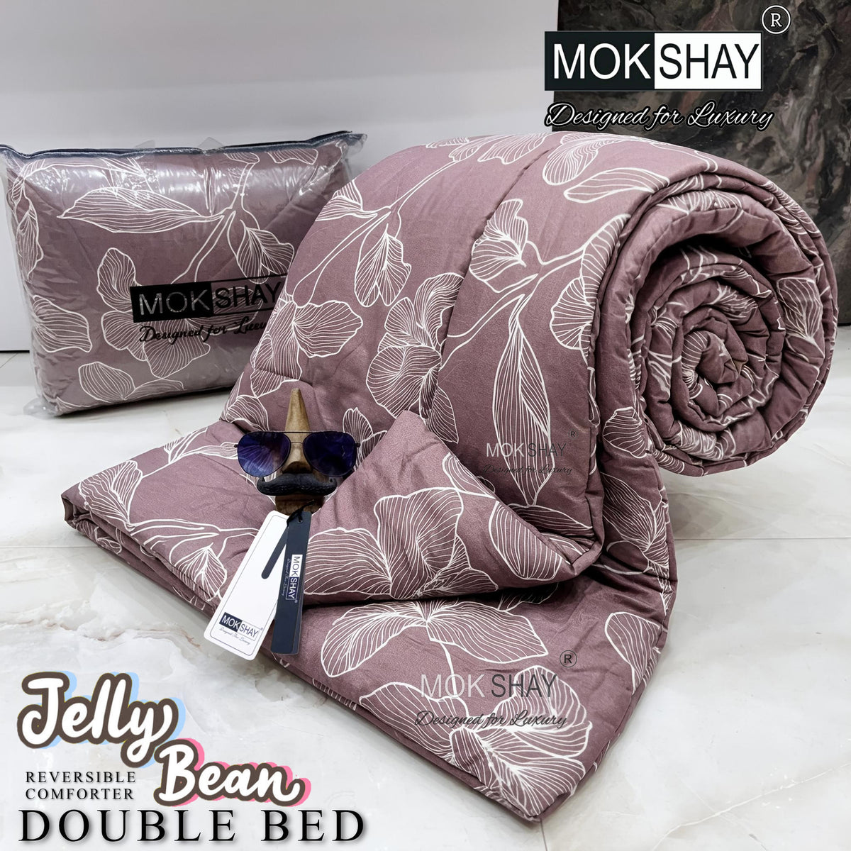 JELLYBEAN • PREMIUM DOUBLE BED REVERSIBLE PURE FIBRE FILLED COMFORTER