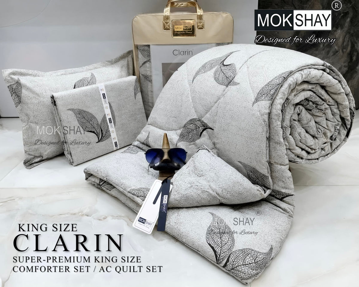 CLARIN • SUPER-PREMIUM KING SIZE CHECK AND FLORAL SERIES   4PIECE COMFORTER SET