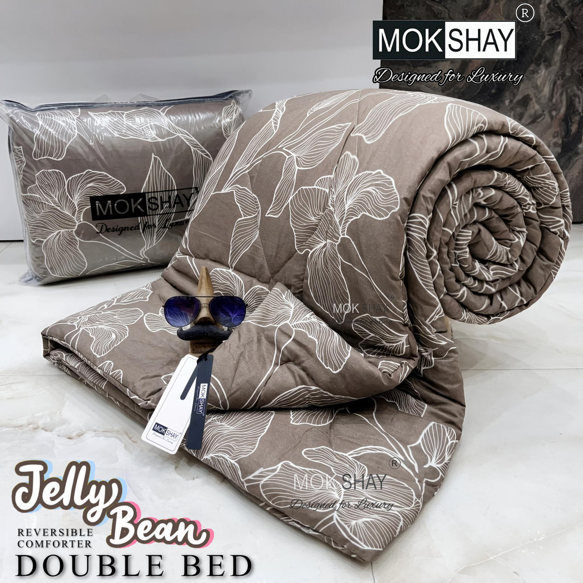 JELLYBEAN • PREMIUM DOUBLE BED REVERSIBLE PURE FIBRE FILLED COMFORTER