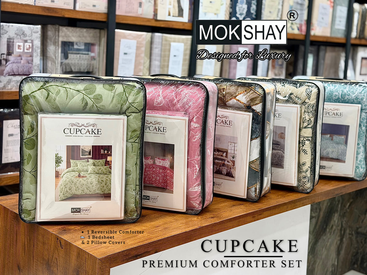 CUPCAKE• PREMIUM DOUBLE BED REVERSIBLE 4PIECES COMFORTER SET { 1+2+1 }