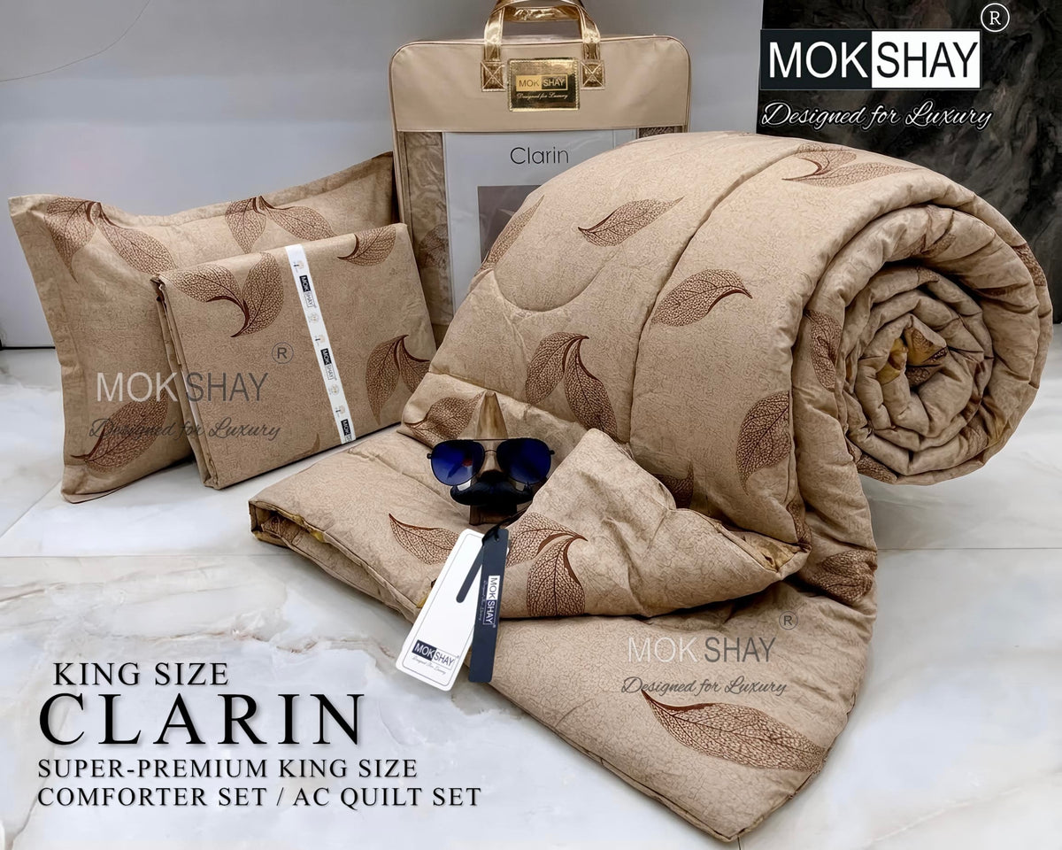 CLARIN • SUPER-PREMIUM KING SIZE CHECK AND FLORAL SERIES   4PIECE COMFORTER SET