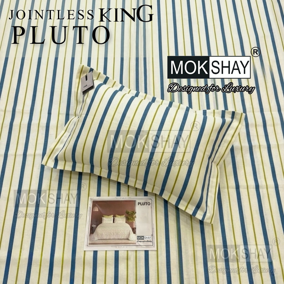PLUTO •  PREMIUM JOINTLESS KING SIZE BEDSHEET SET { 1+2 }