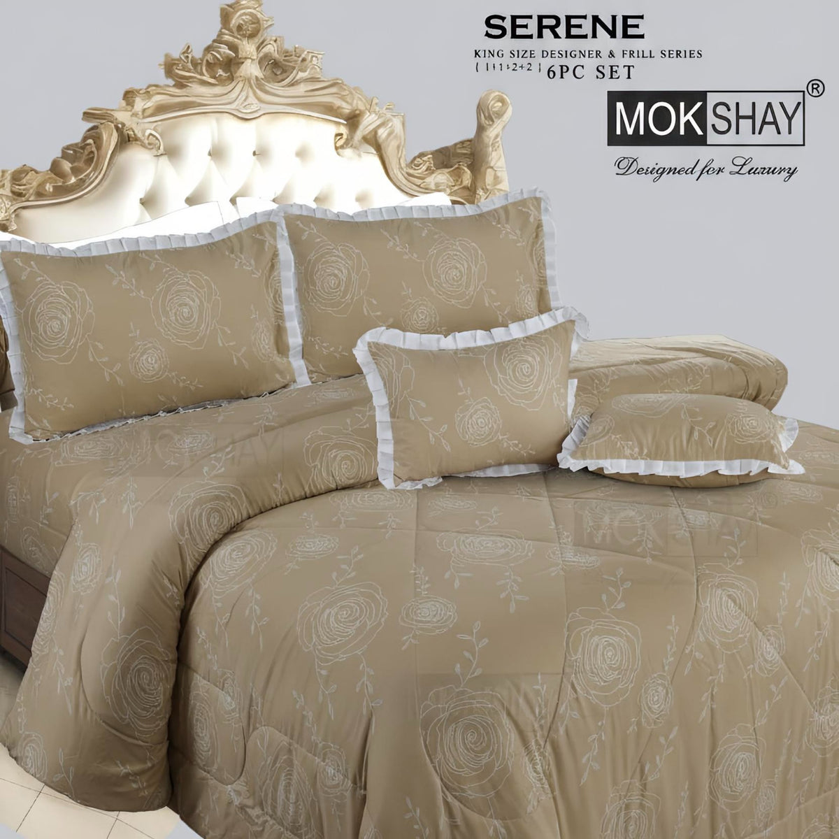 SERENE KING • DESIGNER PASTEL AND FRILL SERIES 6PIECE BEDDING SET