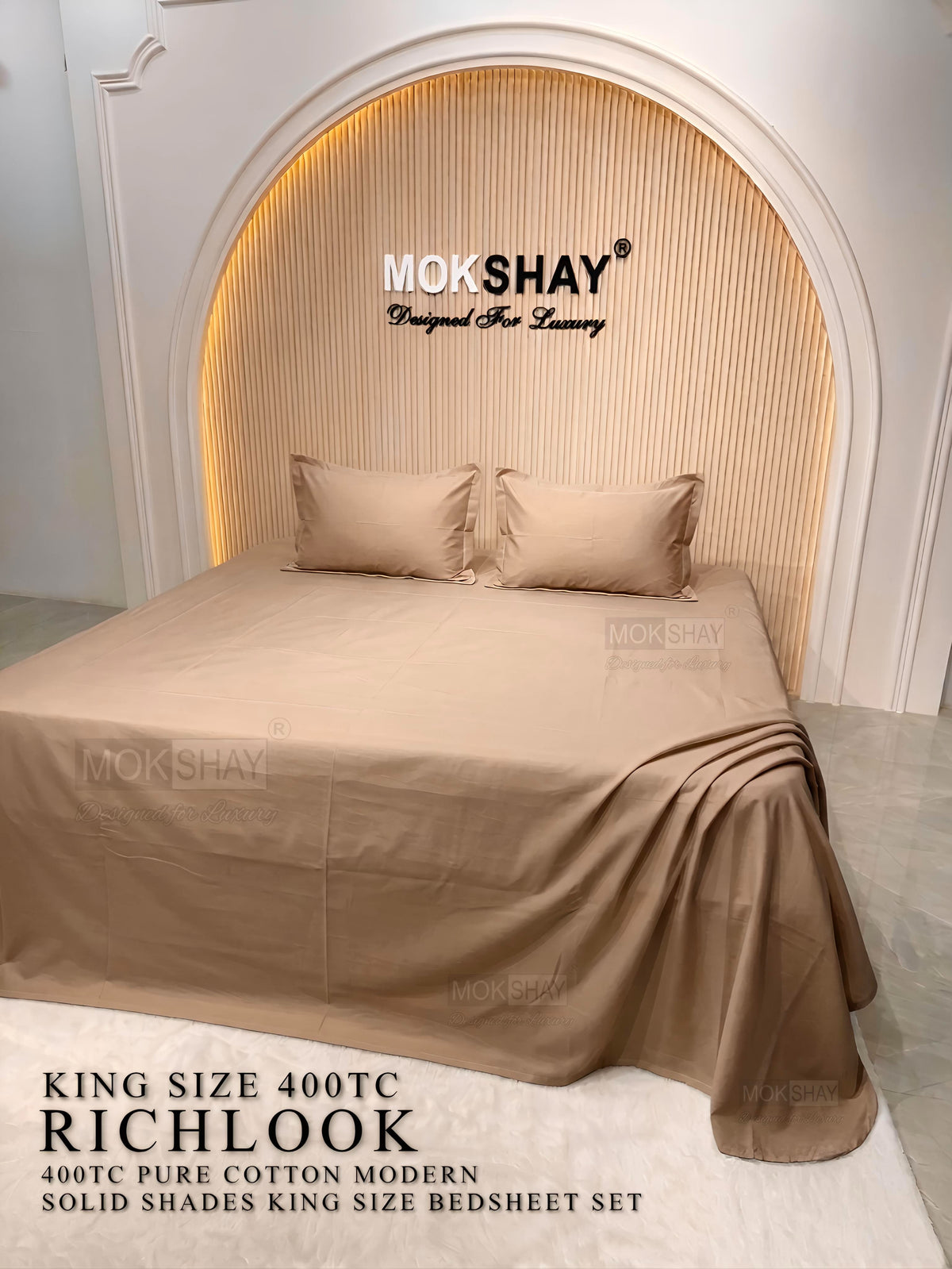 RICHLOOK 400TC KING • PREMIUM EGYPTIAN PURE COTTON 400TC SOLID TONE KING BEDSPREAD