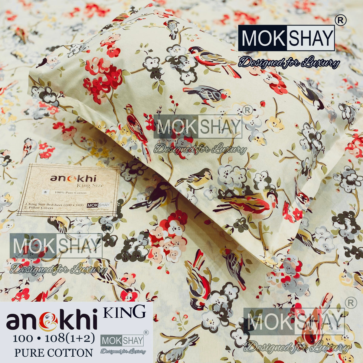 ANOKHI KING SIZE PURE COTTON BEDSHEET SET { 1+2 }