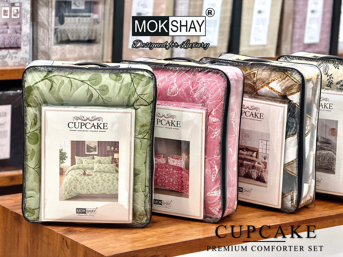 CUPCAKE• PREMIUM DOUBLE BED REVERSIBLE 4PIECES COMFORTER SET { 1+2+1 }