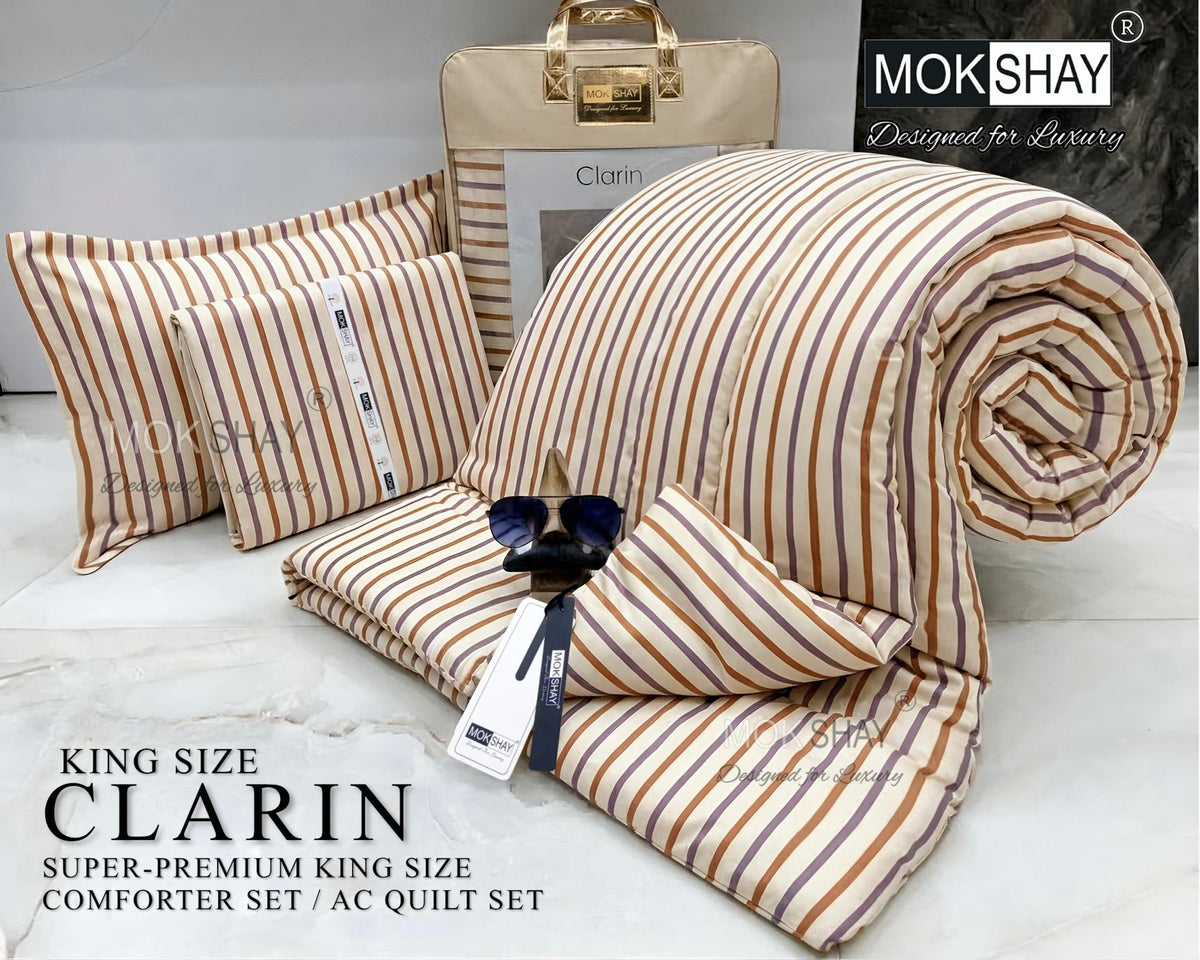 CLARIN • SUPER-PREMIUM KING SIZE CHECK AND FLORAL SERIES   4PIECE COMFORTER SET