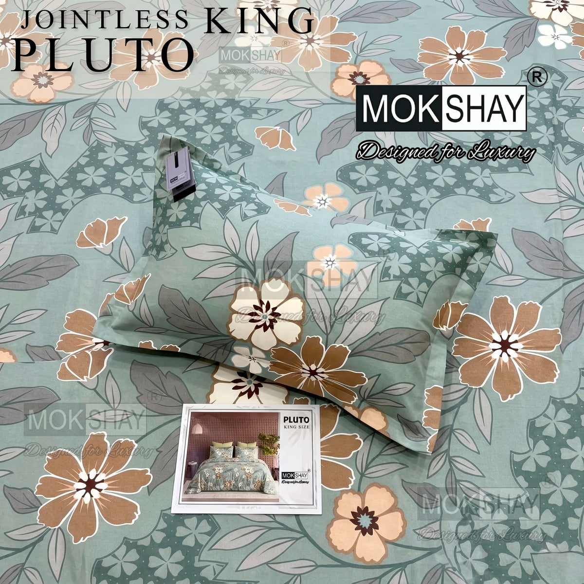 PLUTO •  PREMIUM JOINTLESS KING SIZE BEDSHEET SET { 1+2 }