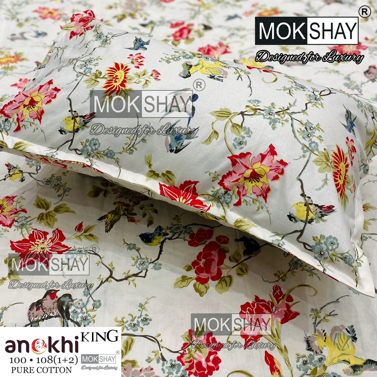 ANOKHI KING SIZE PURE COTTON BEDSHEET SET { 1+2 }