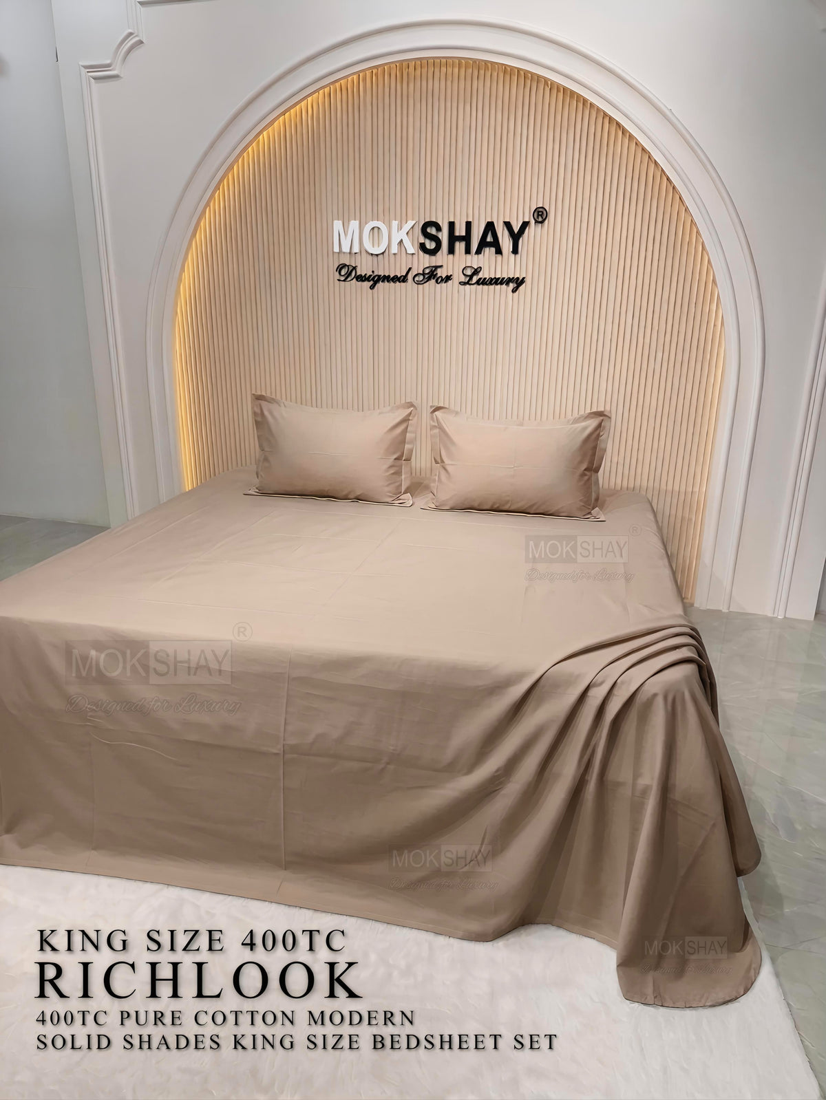 RICHLOOK 400TC KING • PREMIUM EGYPTIAN PURE COTTON 400TC SOLID TONE KING BEDSPREAD