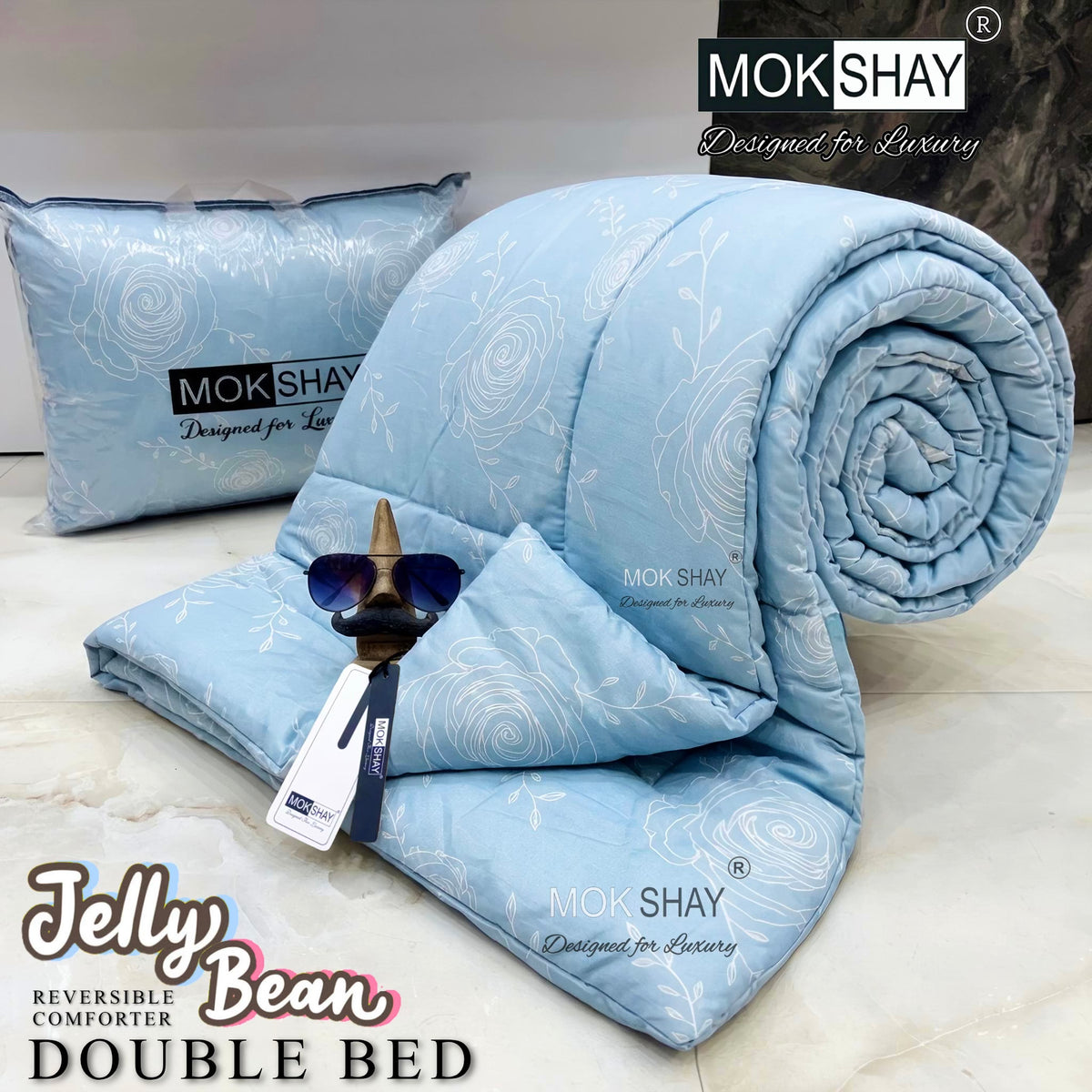 JELLYBEAN • PREMIUM DOUBLE BED REVERSIBLE PURE FIBRE FILLED COMFORTER