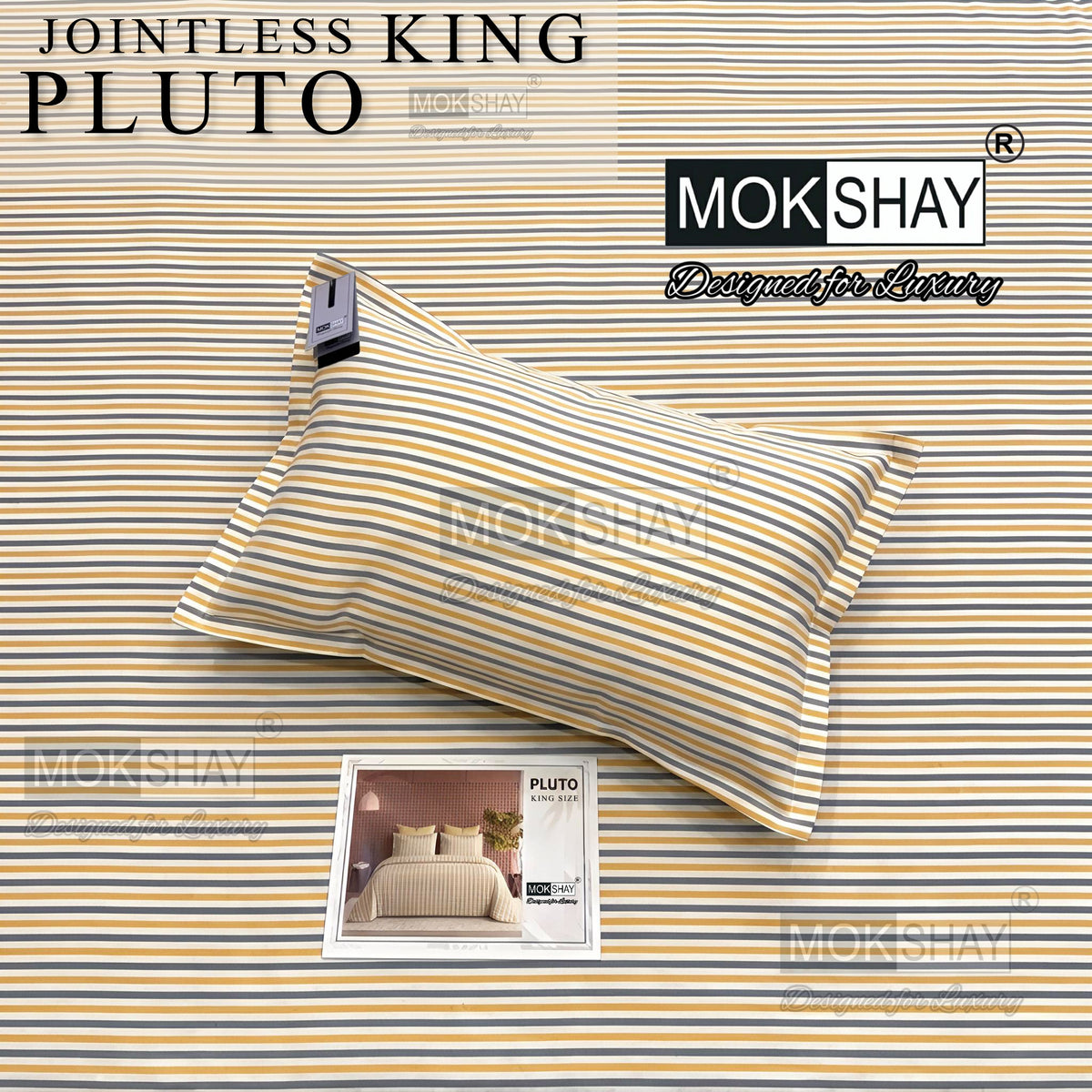 PLUTO •  PREMIUM JOINTLESS KING SIZE BEDSHEET SET { 1+2 }