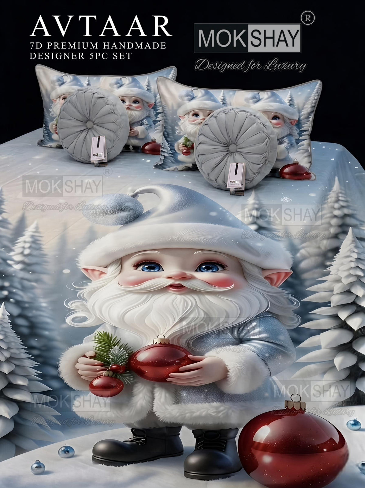 AVTAAR PREMIUM 7D PRINTS DESIGNER HANDMADE 5PIECE BEDDING SET { 1+2+2 }